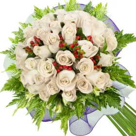 RAMO CON 30 ROSAS BLANCAS