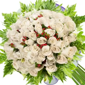 RAMO CON 40 ROSAS BLANCAS
