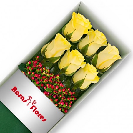 Caja de Rosas Amarillas 6 Rosas