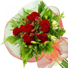 RAMO CON 6 ROSAS ROJAS