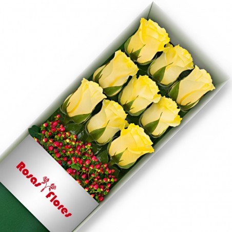 Caja de Rosas Amarillas 9 Rosas