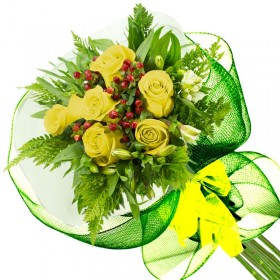 RAMO CON 6 ROSAS AMARILLAS