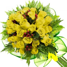 RAMO CON 24 ROSAS AMARILLAS