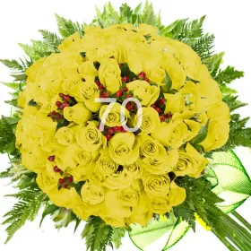 RAMO CON 70 ROSAS AMARILLAS