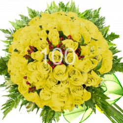 RAMO CON 100 ROSAS AMARILLAS