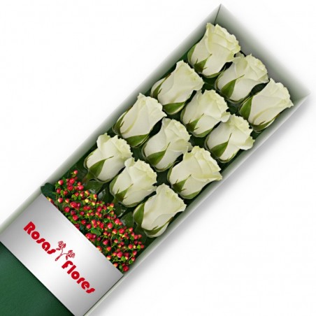 Caja de Rosas Blancas 12 Rosas