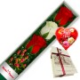 CAJA MIX ROJO BLANCO 3 ROSAS MÁS GLOBO DÍA DE LA MADRE Y PELUCHE