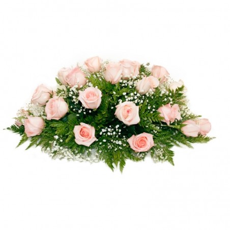 Ovalo de Condolencias 25 Rosas Rosadas Pálidas
