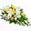 Ovalo tipo Cubre Urna con 10 Liliums Blancos y 6 Rosas Amarillas