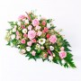 Ovalo tipo Cubre Urna con 6 Rosas Rosadas y Flores Mix tonos Rosas