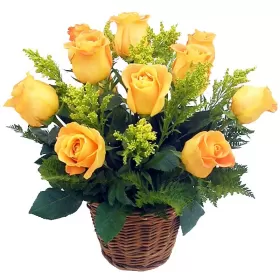 Cesta de 12 Rosas Amarillas Importadas