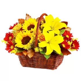 Cesta de Flores Mediano con Girasoles