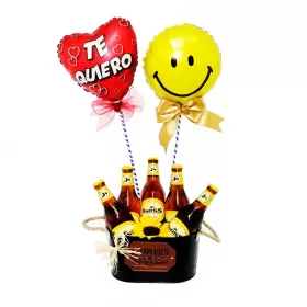 Cubeta con 5 Cervezas Kross Golden 330 cc y 2 Globos