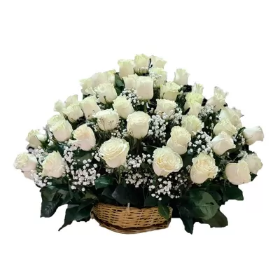 Cesta de 40 Rosas Blancas para Condolencias