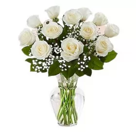 Florero Condolencias 12 Rosas Blancas