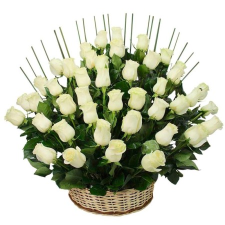 Cesta de Condolencia 50 Rosas Blancas