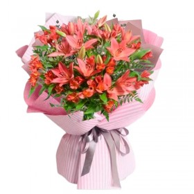 Ramo de 10 Varas de Liliums Color Rojo