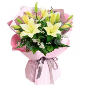 Ramo de 10 Varas de Liliums Color Blanco
