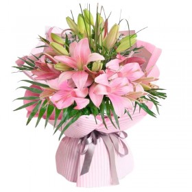 Ramo de 10 Varas de Liliums Color Rosado