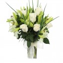 RAMO CON 24 ROSAS ROSADAS + GLOBO Y PELUCHE